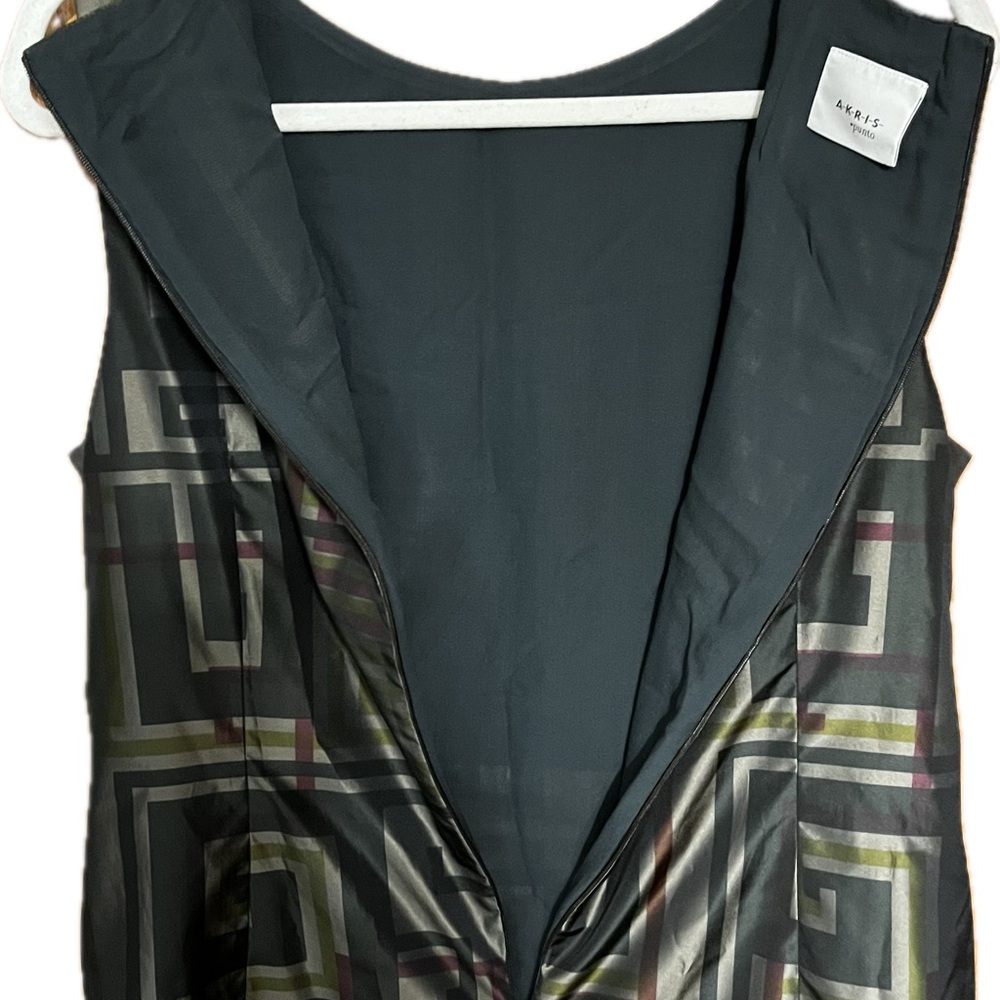 Akris Punto Women's Sleeveless Gray/Blk Graphic Geometrical Dress Size 14 Modern - Picture 6 of 10
